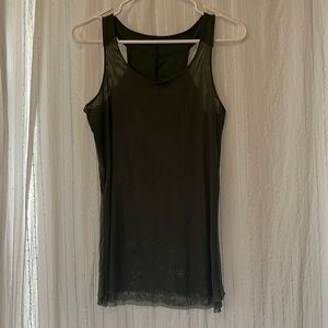 Oiselle Draped Mesh Tank Top Olive Green - Size 4/S
